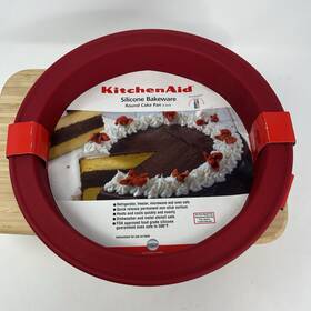 Kitchenaid 015388001679 Kitchen Aid Silicone 9 Inch Red Round Baking Pans Set Of 2 Never Used