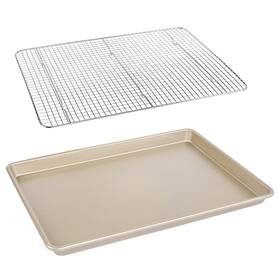 17.7x12.8in Kitcom Kcm9508cr Large Cookie Sheet With Rack Nonstick Baking Pan/tray Stainless 17.7x12.8in Kitcom Kcm9508cr Large Cookie Sheet With Rack Nonstick Baking Pan/tray Stainless