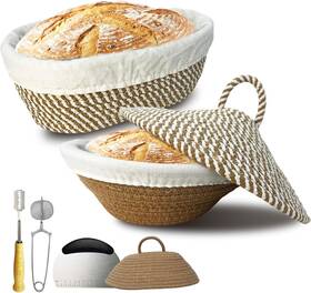 Kmiyivi 313087563550 Oval Cotton Rope Sourdough Banneton Basket Kit With Lid Lame And Scraper Kmiyivi 313087563550 Oval Cotton Rope Sourdough Banneton Basket Kit With Lid Lame And Scraper