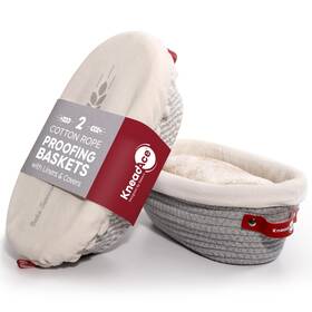 Kneadace Ka10oduo Cotton Rope Banneton Bread Proofing Basket Set 2 X Oval Baske