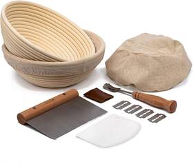 1055 Kook Proofing Set Sourdough Bread 2 Rattan 9 Inch Banneton Baskets Basket C