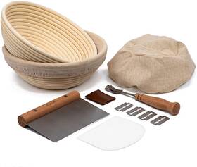 Kook 659514457901 Proofing Set Sourdough Bread 2 Rattan 9 Inch Banneton Baskets Basket C