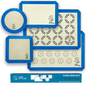 Kpkitchen 260532640099 Silicone Baking Mat Set Of 5-2 Half Sheets Macaron And Cookie Circle On 1