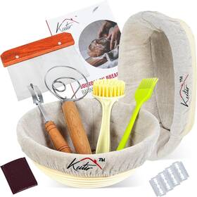 Ku-bpb-01 Kutir Banneton Bread Proofing Basket Set By - 9 Inch Round And 10 Oval Sourdo
