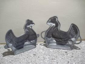 12-r103 L/r-12 103 Vintage Cast Aluminum 2pc Rooster/chicken Bake Mold Cake L-103