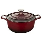 2105 La Cuisine Lc Round 5 Qt Cast Iron Casserole Ruby 813254020201