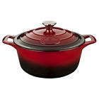 La Cuisine Lc 5200 Round 6.5 Qt Cast Iron Casserole Red 813254020270