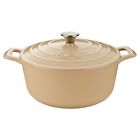 5285 La Cuisine Lc Round 6.5 Qt Cast Iron Casserole Cream 813254020348