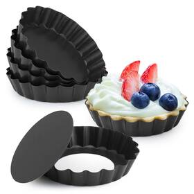 Laxinis World 793611876330 5 Inch Quiche Pans With Removable Bottom Non-stick Fluted Sides Mini Tart