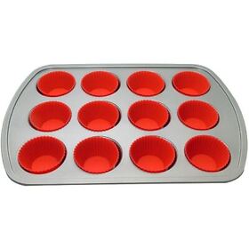 Le Chef 12-cup Muffin Bakeware Set Silver Red