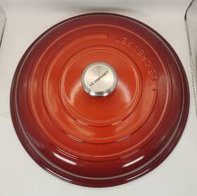 Le Creuset 024147311270 Lid Only Signature Cast Iron 5 Quart Braiser Cerise Red - Euc