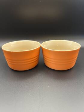 Le Creuset 043251149698 Stoneware Set Of 2 Ramekins 240 Ml Flame Color Ribbed Custard