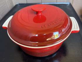 0205 Le Creuset 0635 Vintage Red Cerise Round Dutch Oven Baker Baking Dish And Lid