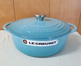 Le Creuset #22 Dutch Oven Pan Lid 2.75 Quart Teal Turquoise Blue New