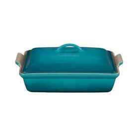 Pg0705-3317 Le Creuset 4qt 12inchx9inch Heritage Cover Rectangular Casserole Caribbean Pg0705-3317 Le Creuset 4qt 12inchx9inch Heritage Cover Rectangular Casserole Caribbean