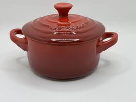 Le Creuset 630870047364 Cerise Red Ombre Round Mini Cocotte Stoneware Casserole Dutch Oven