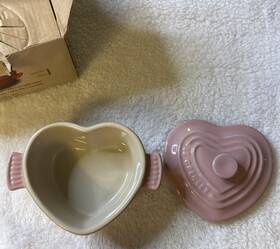 Le Creuset 630870056885 Stoneware Heart Pink Mini Lidded Cocotte Dftamour Ramekin Bowl Nip New