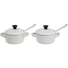 Le Creuset 630870078290 Mini Condiment Pot 3 Fl Oz Set Of 2 With Spoon Fannel White