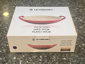 Le Creuset 630870165174 New Mini Wok Stoneware Asian Dish With Handles Cobalt Blue And Sand 28 Oz
