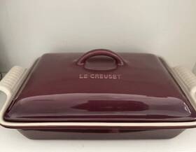 Le Creuset 630870280723 Fig Purple -rectangular 33cm Stoneware Baker With Lid Enamel
