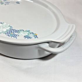 Le Creuset 630870326940 Lotus Koi Vapeur Oval Casserole Dish Platter Lid Stoneware 14 Inch Nib