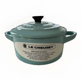 719011077011mxr Le Creuset Mini Round Cocotte 10cm Sky Blue Stoneware Casserole Dish With Lid New
