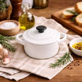 Le Creuset 840457408758 Stoneware Mini Cocotte White Round 10cm Baking Quality Farmhouse New