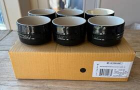Le Creuset 843251110834 Stoneware Set Of 6 Stackable Straight Wall 7oz Ramekins Black Onyxnew