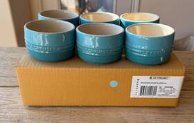 Le Creuset 843251141821 Stoneware Set Of 6 Stackable Straight Wall 7oz Ramekin Caribbean Blue
