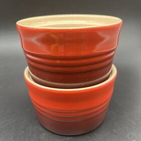 Le Creuset 843251164059 Stoneware Set Of 2 7oz Stackable Ramekin - Cerise Euc A1
