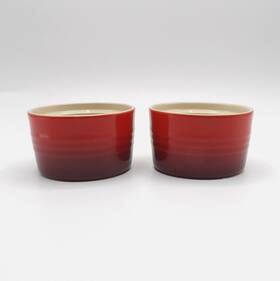 Le Creuset 843251165162 Cerise Cherry By Stackable Ramekin S Custard Cups Lot Of 2 New