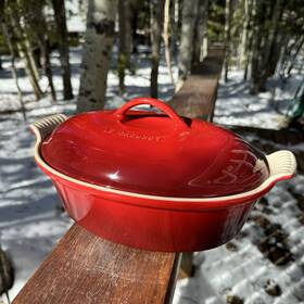 9635152 Le Creuset Heritage Stoneware Oval Covered Casserole 4 Quart Red Msrp 130