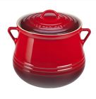 Le Creuset New Stoneware Cerise Red Large 4.5 Qt Round Bean Pot W Lid Nib 630870097581