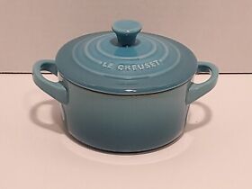 Le Creuset Palm Blue Mini Round Cocotte Stoneware Casserole New