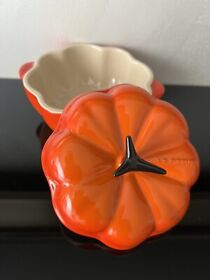 Le Creuset Petite Pumpkin Casserole With Lid Orange Flame 5inch