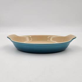 Pg0400-1217 Le Creuset Heritage Stoneware Oval Au Gratin 6 Oz. 6.5 Inch Turquoise Color