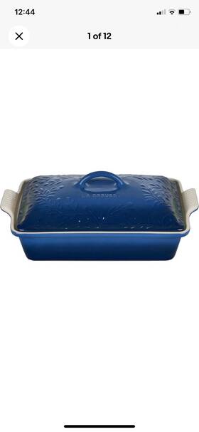 Pg07053aob-3359 Le Creuset Olive Branch Stoneware Heritage Covered Rectangular Casserole Blue Pg07053aob-3359 Le Creuset Olive Branch Stoneware Heritage Covered Rectangular Casserole Blue
