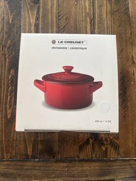Pg1160t-1416 Le Creuset 14 Oz White Mini Round Cocotte Stoneware Dutch Oven With Lid And Handles