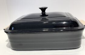 Le Creuset Rectangular Covered Casserole Dish With Lid 12.5inch 4.5qt 4.3l Black New