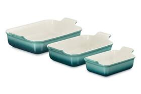 St00983000099002 Le Creuset Stoneware Heritage 3piece Rectangular Baking Dish Set Riviera