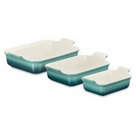 Thek-l-001a-rloo195 Le Creuset Stoneware 3-piece Rectangular Baking Dish Set Riviera
