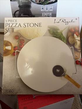 Hw1291 Le Regalo 3piece Pizza Stone Set With Rack And Cutter Baking Hw1291 Le Regalo 3piece Pizza Stone Set With Rack And Cutter Baking