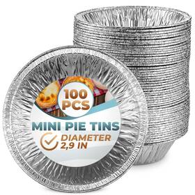 Leglo 445040950978 Silver Aluminum Foil Tart Pan - 100pcs Disposable Mini Pie Tins Round For Ca Leglo 445040950978 Silver Aluminum Foil Tart Pan - 100pcs Disposable Mini Pie Tins Round For Ca