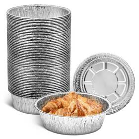 Fpp-50pc Leglo Thanksgiving Round Foil Cake Pans 50 Pack 6-inch Christmas Reusable Aluminu
