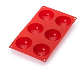 0620206r01m022 Lekue Silicone 6 Cavity Semi Sphere Baking Mold Red