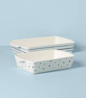 894648 Lenox Blue Bay 2 Pc Rectangular Porcelain Baker Dish Set New