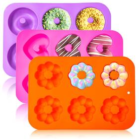 Lgquk 709962191152 Silicone Donut Pan 3pcs Non-stick Doughnuts Baking Pans For Donuts 6 Cavity