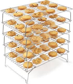 Lianyu 711181112856 Cooling Rack 15 Inch X10 5-tier Stackable And Collapsible Stainless Steel Baki