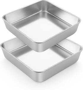 Lianyu 726084191433 2 Pack 9 X Inch Square Cake Pan Stainless Steel Baking Lasagna Brownie