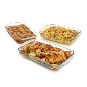 Libbey 031009654840 Bakers Basics 3-piece Glass Casserole Baking Dish White Set Of 3